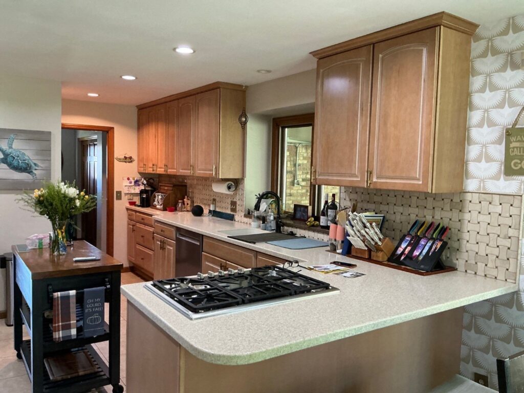 before photo of kitchen cabinet painting